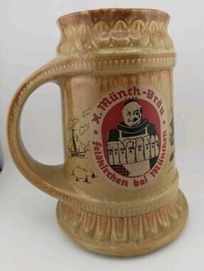 Vintage McCoy Pottery Beer Stein 6042 Munch-Brau Feldkirchen Munchen Germany 1.5